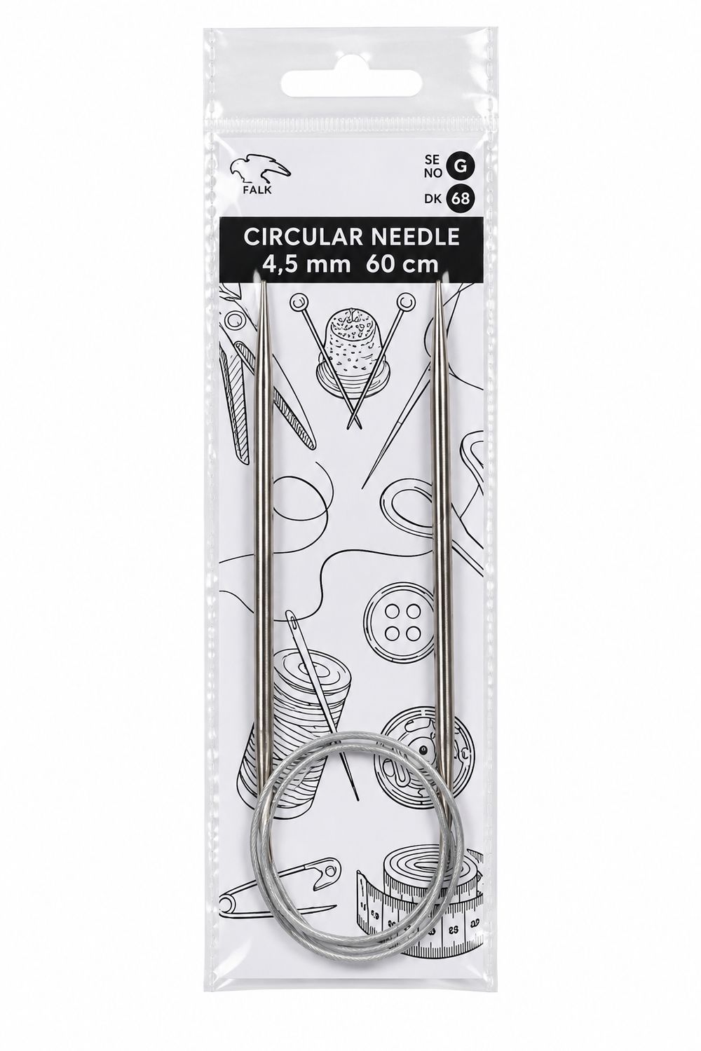 🧶 Falk Rundsticka 60 cm – 4,5 mm