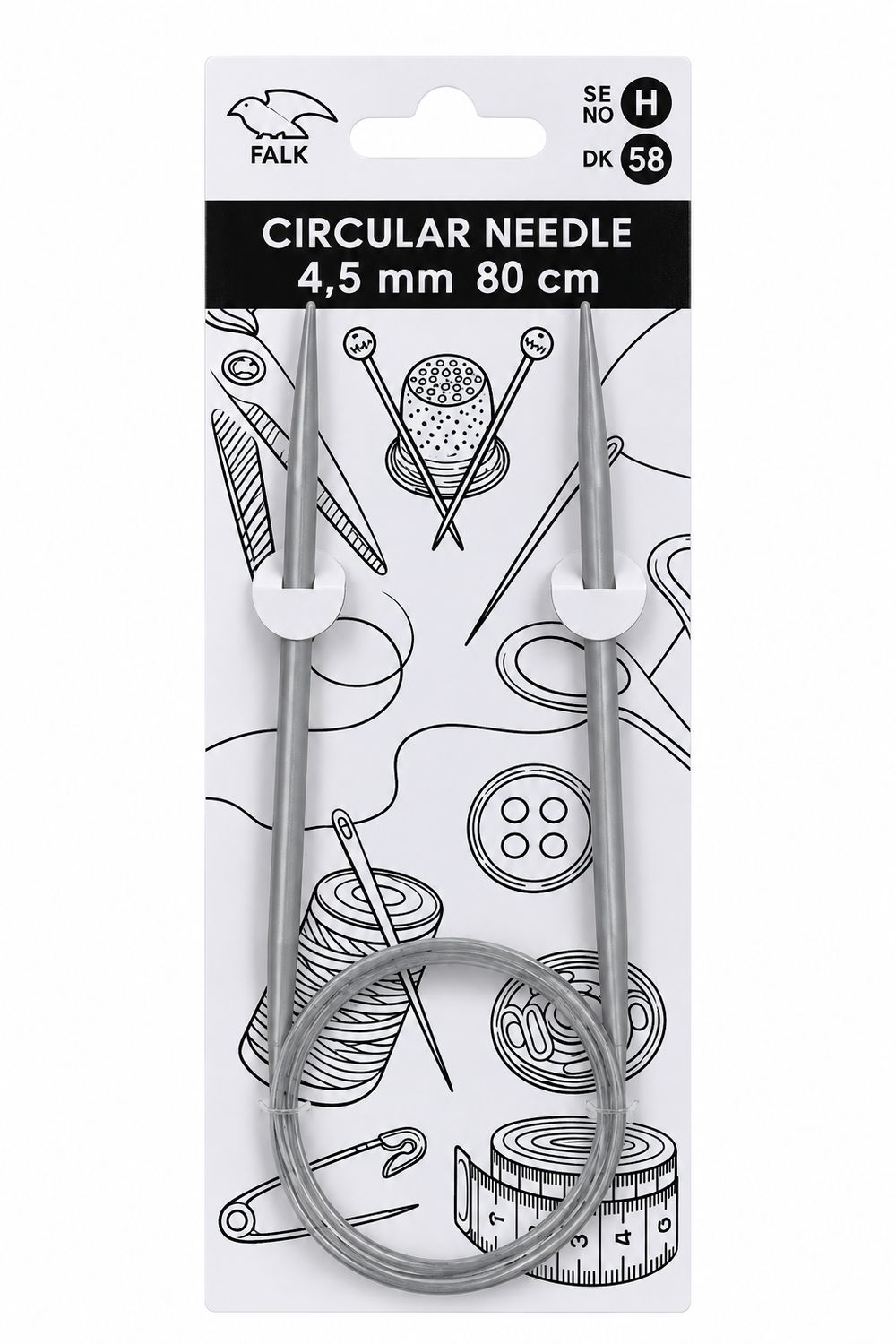 🧶 Falk Rundsticka 80 cm – 4,5 mm