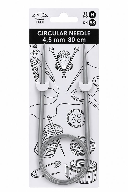 🧶 Falk Rundsticka 80 cm – 4,5 mm