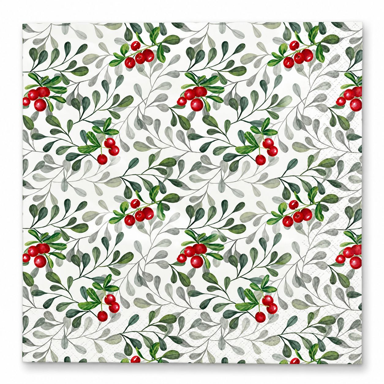 🎄 Pictura Julservetter – Röda bär &amp; gröna blad 33 × 33 cm, 20-pack