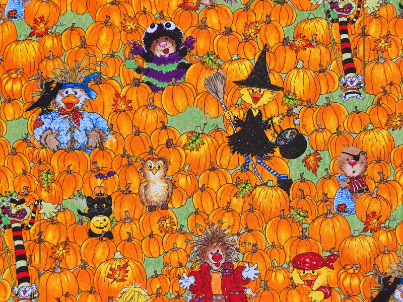 🎃 Lappteknikstyg Suzy’s Pumpkin Patch – Halloween 110 cm