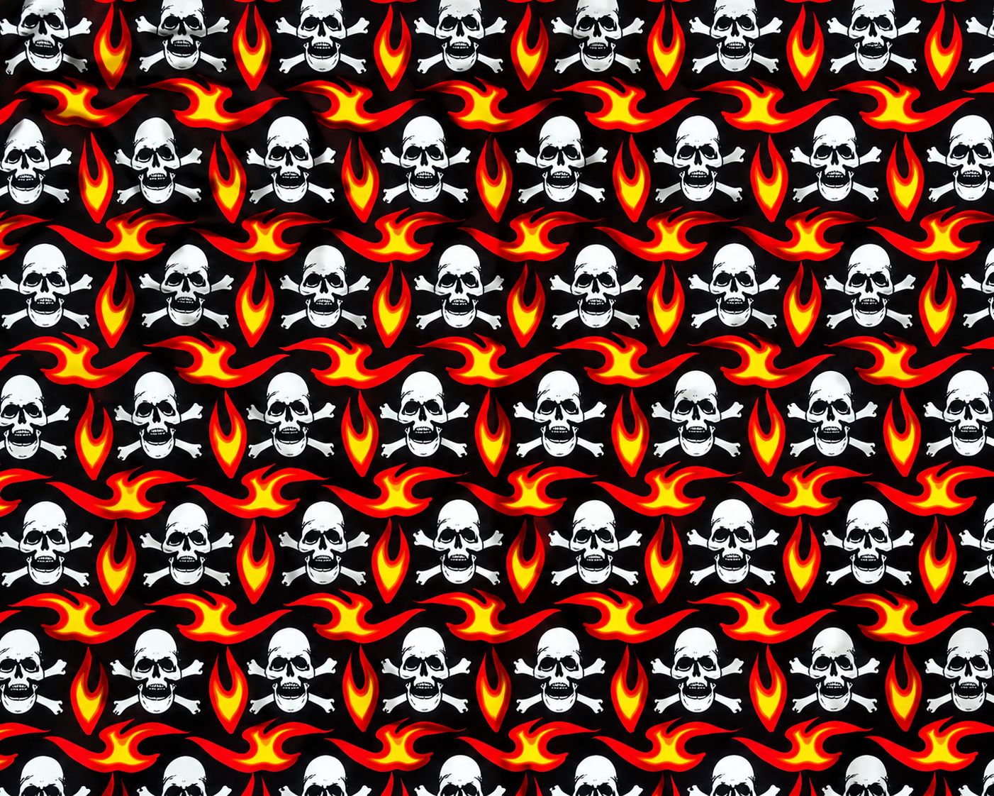 💀 Lappteknikstyg Dödskallar &amp; Flammor – 110 cm