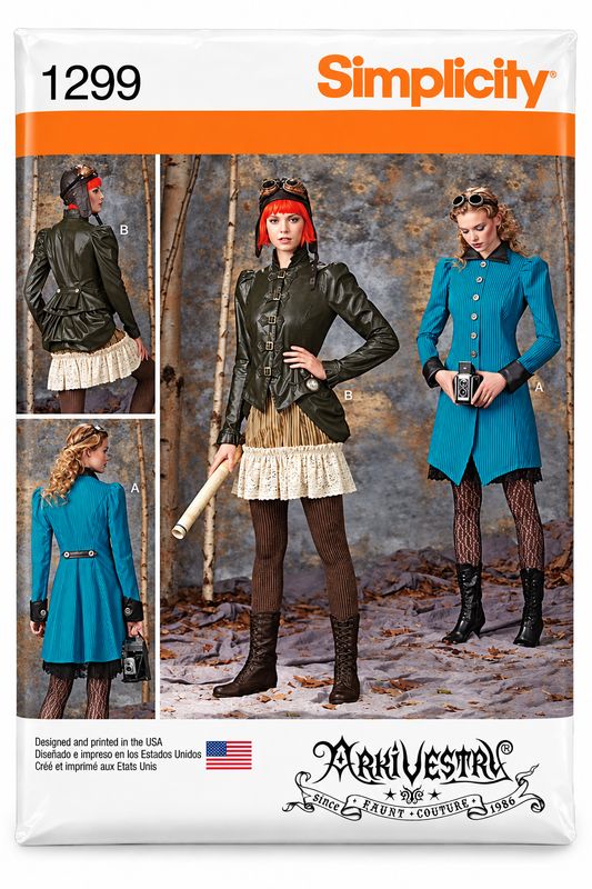🎩 Simplicity 1299 – Steampunkkostym dam – storlek 40–48