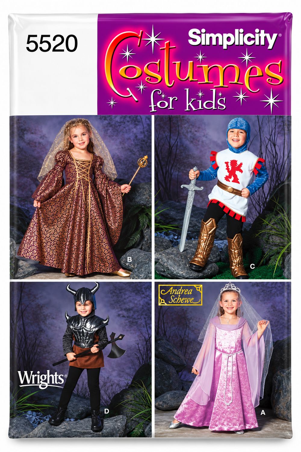 👑⚔️ Simplicity 5520 – Prinsessa, riddare &amp; krigare barn – 3–8 år