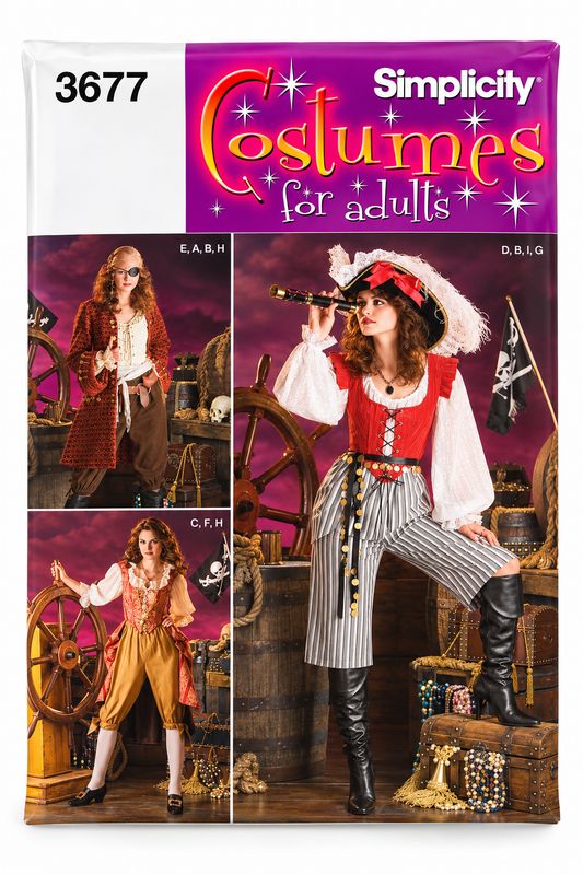🏴‍☠️ Simplicity 3677 – Piratkostym dam – storlek 32-38