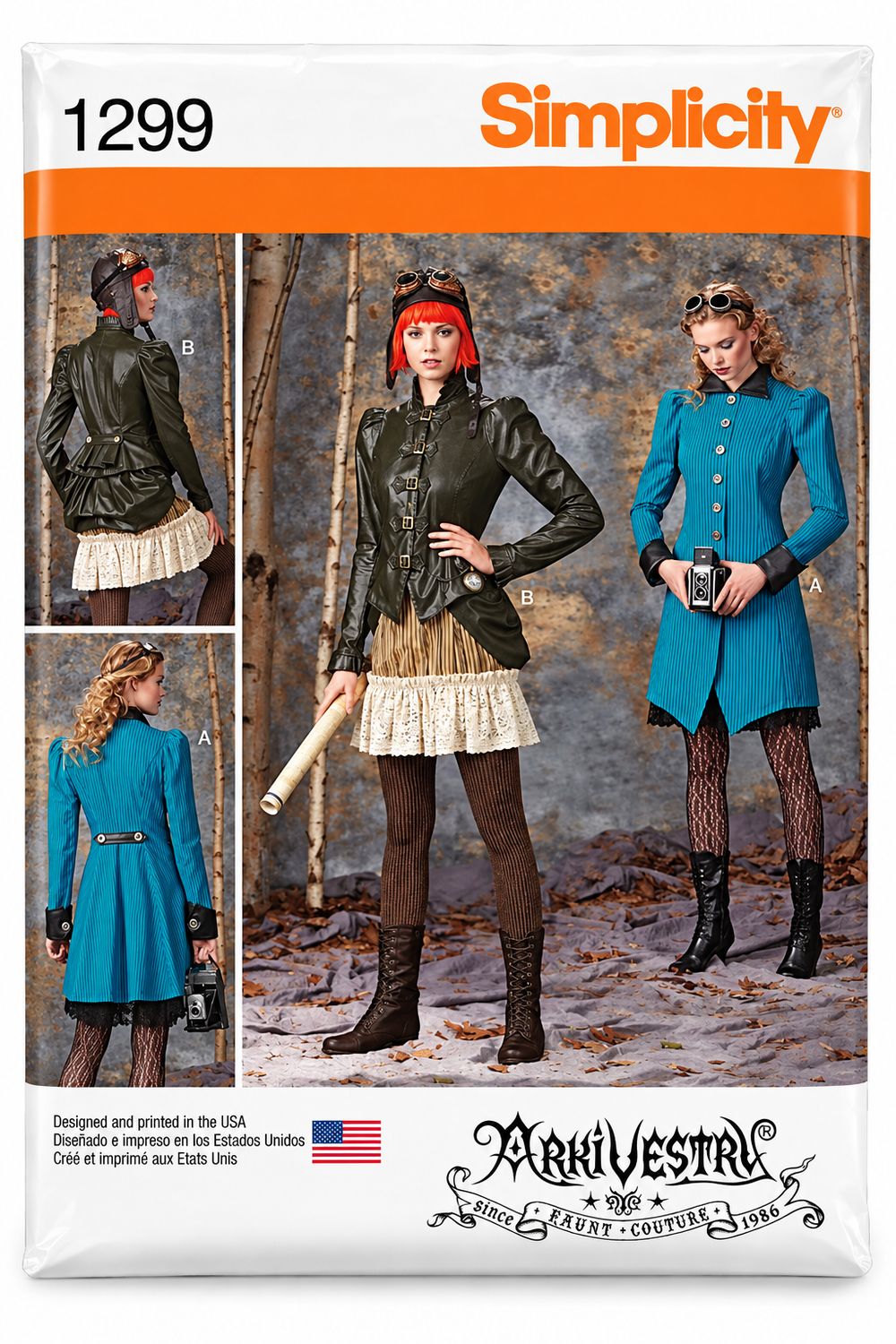 🎩 Simplicity 1299 – Steampunkkostym dam – storlek 32-38