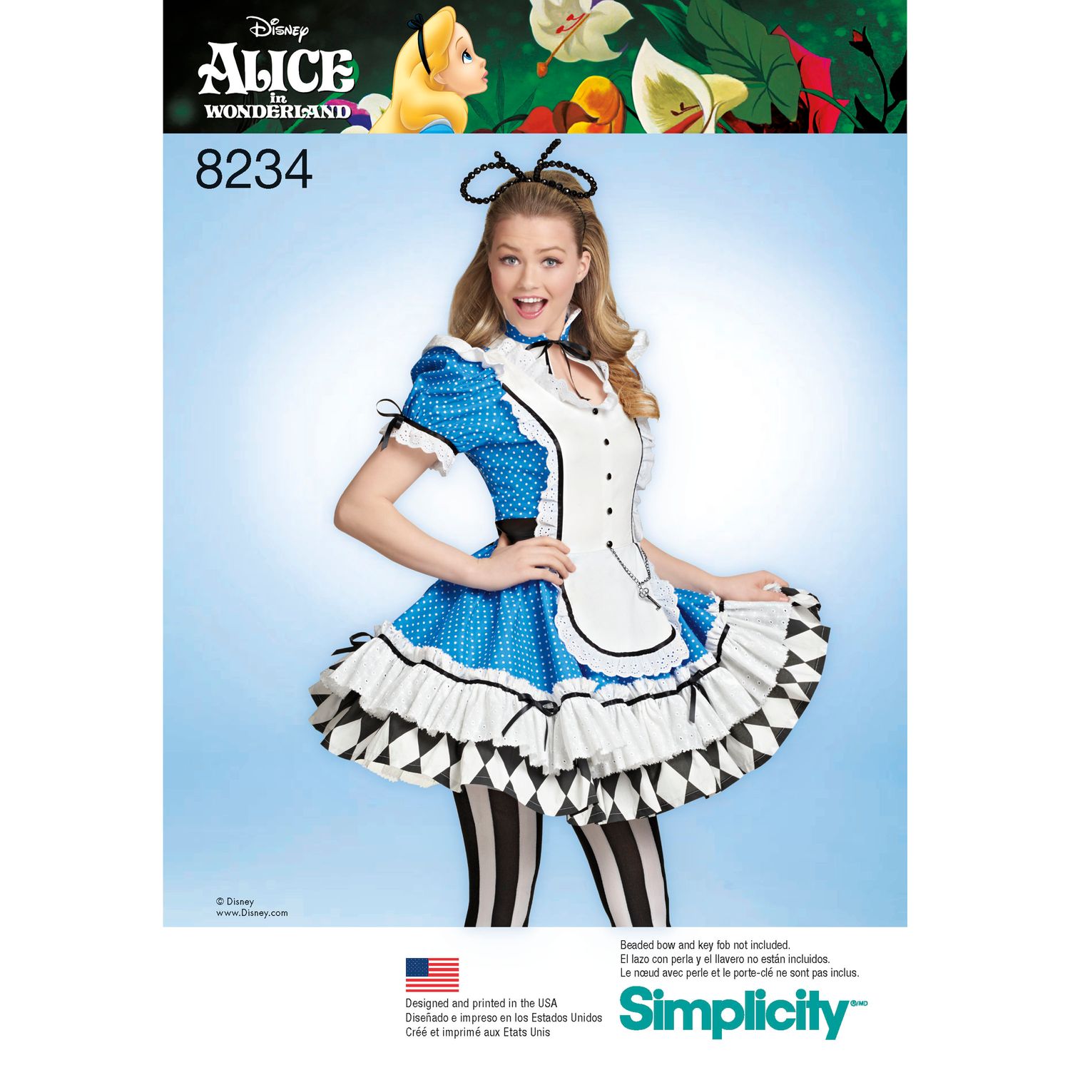 ♠️ Simplicity 8234 – Alice i Underlandet-kostym dam – storlek 32–40