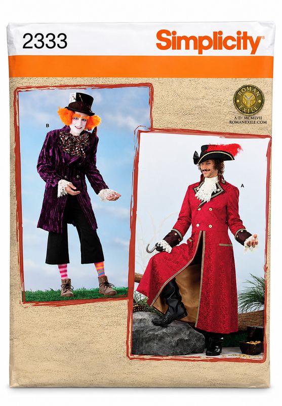 🎩 Simplicity 2333 – Mad Hatter &amp; piratkostym herr – storlek L–XL