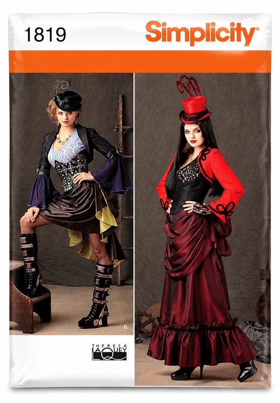 🎩 Simplicity 1819 – Steampunkkostym dam – storlek 32–38