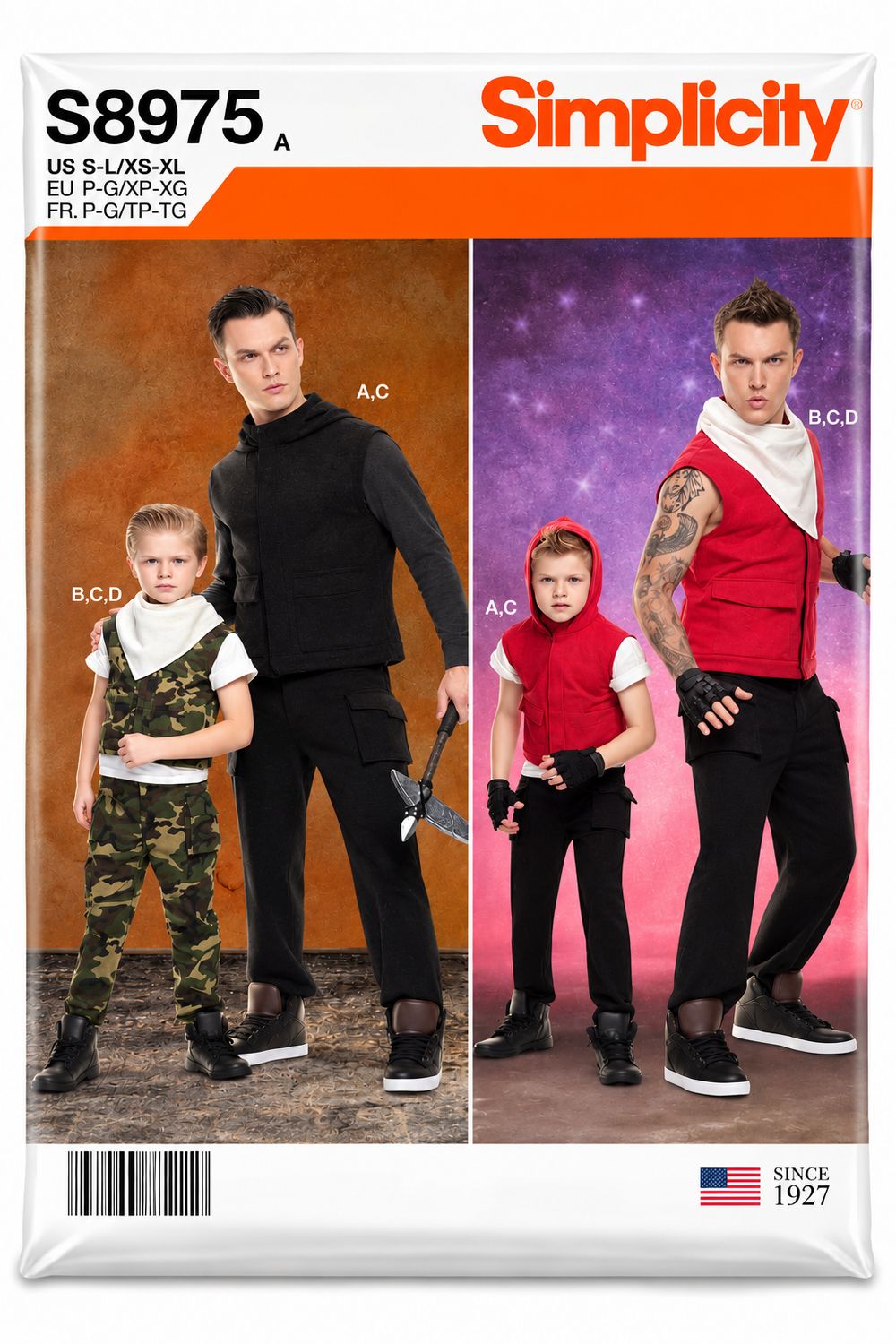 🥷 Simplicity S8975 – Fantasy- &amp; äventyrskostym barn och herr – storlek S–L / XS–XL
