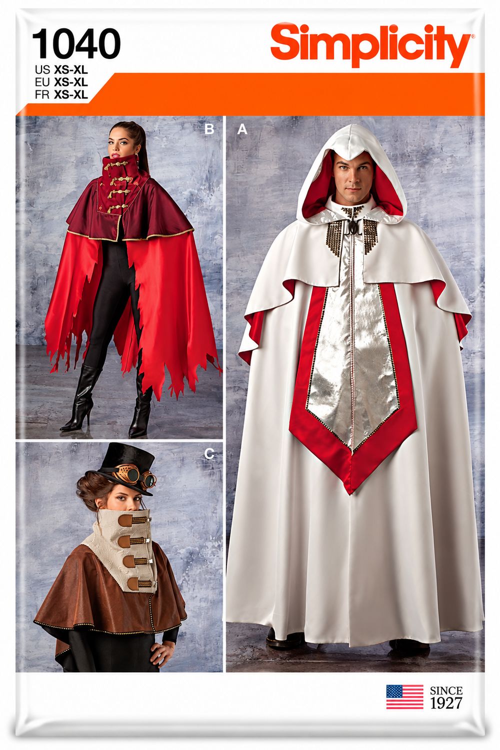 🧙 Simplicity 1040 – Fantasykappa &amp; mantel dam/herr – storlek XS–XL
