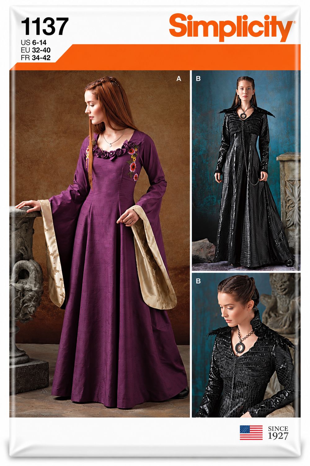 🏰 Simplicity 1137 – Medeltidsklänning, fantasyklänning &amp; gotisk dräkt dam – storlek 40–48