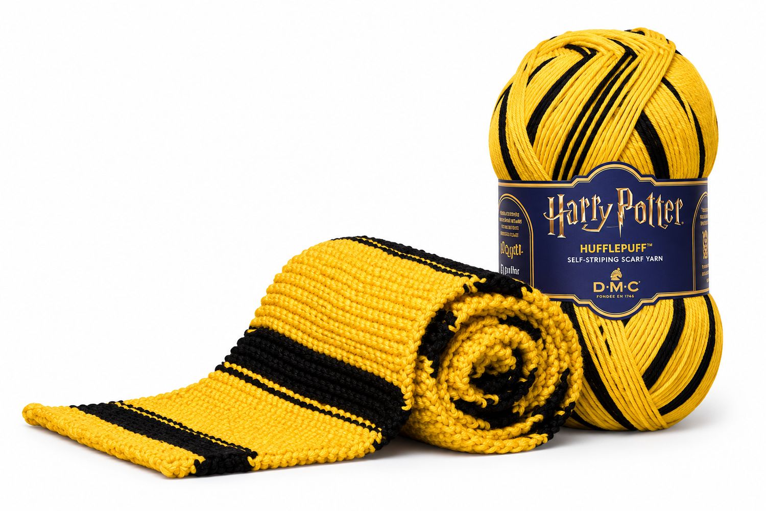 🦡 DMC Harry Potter Hufflepuff – Självrandande garn till Hogwarts-halsduk 300 g