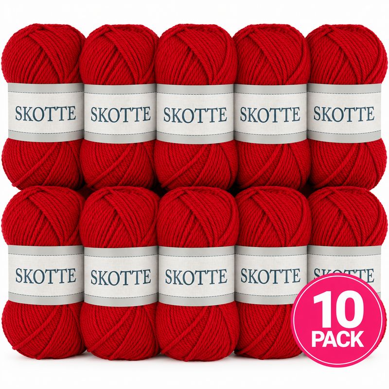 Falkgarn Skotte 867 Röd – Akrylgarn 10-pack 500 g | Outlet
