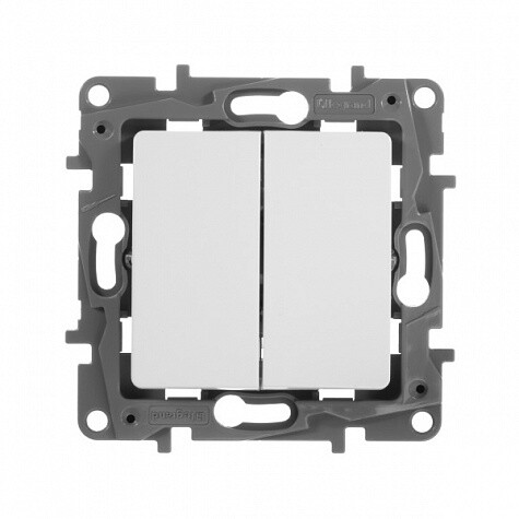 Выключатель двухклавишный 10AX 250В Белый. Legrand. Etika