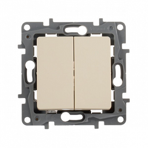 Выключатель двухклавишный 10AX 250В Слоновая кость. Legrand. Etika
