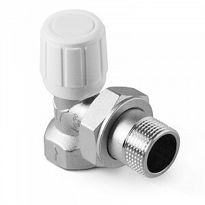 Кран радиаторный латунный ручного регулирования 1/2&quot; РВх1/2&quot; РН угловой