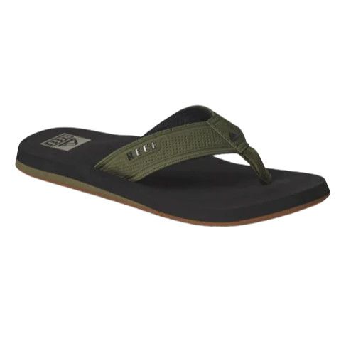 Reef The Layback Flip Flops, Size: 8, Color: Black/Olive