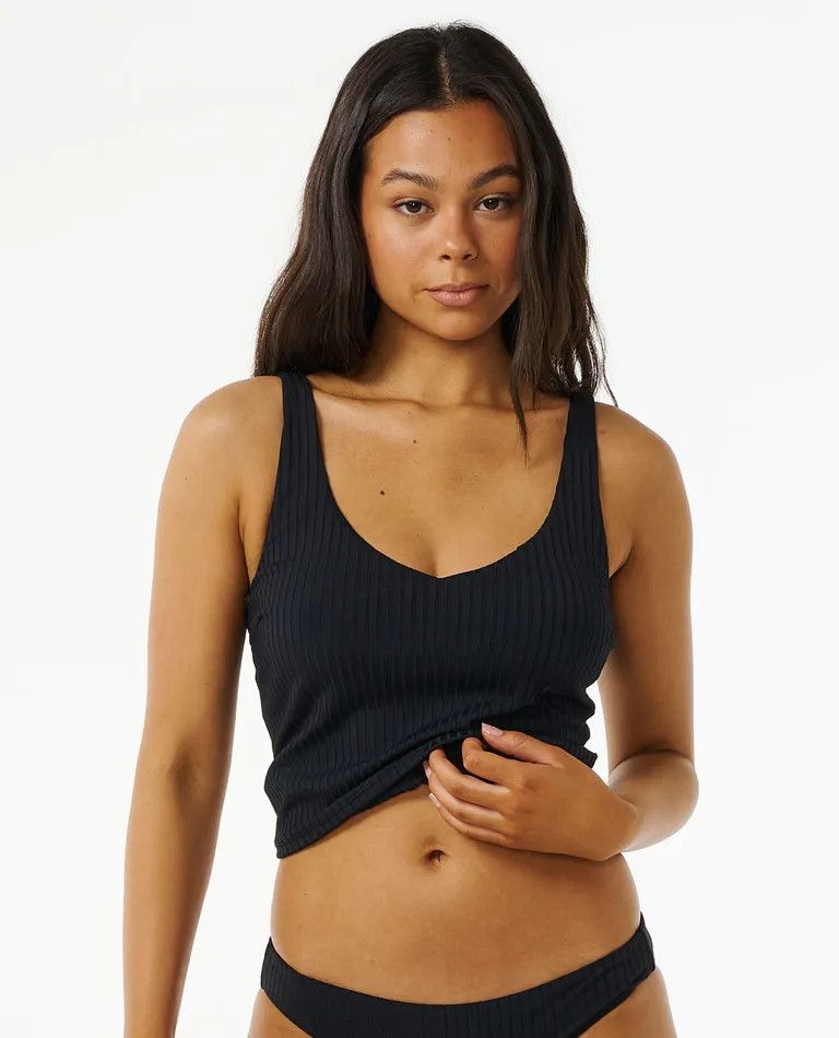 Rip Curl Premium Surf Tankini Bikini Top, Size: S, Color: Black