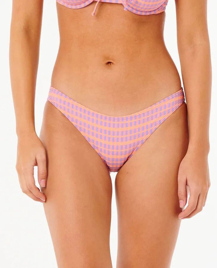 Rip Curl Isles Plaid Full Bikini Bottom, Size: S, Color: Purple