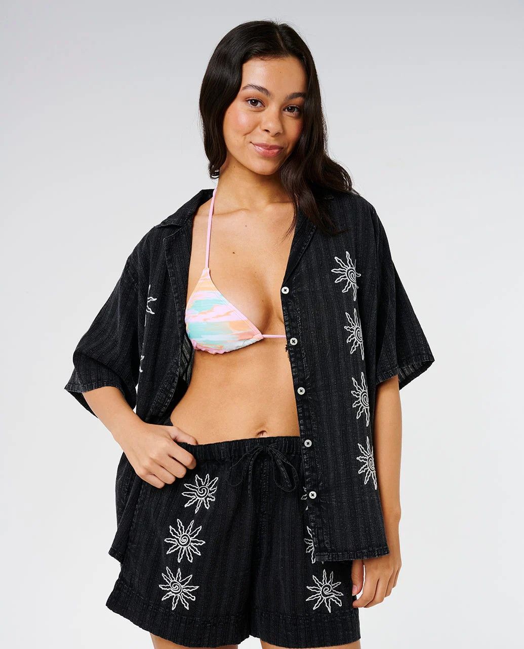 Rip Curl, Topanga Embroiderd Shirt, Color: Black, Size: XS