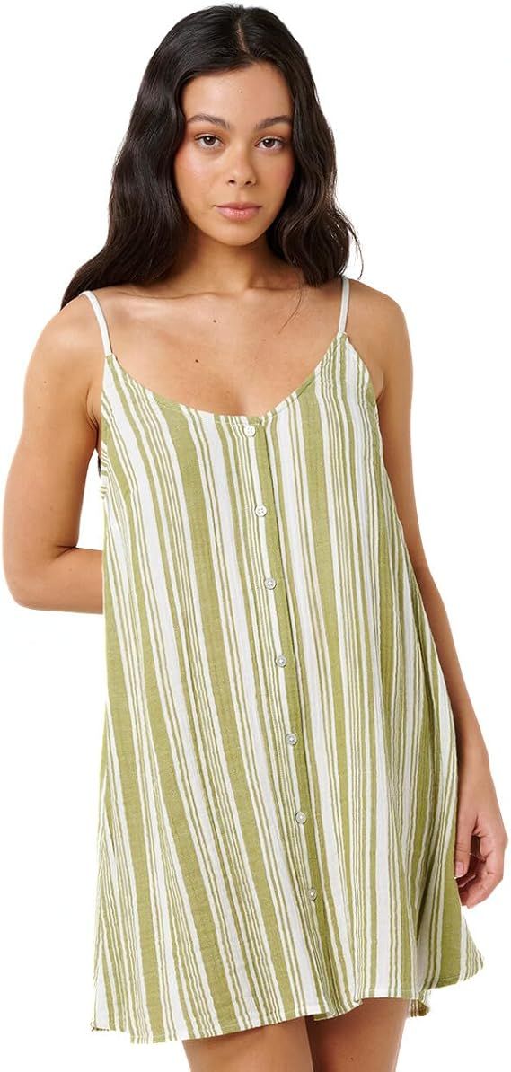 Rip Curl Premium Surf Stripe Cover Up Dress, Color: Olive, Size: XS