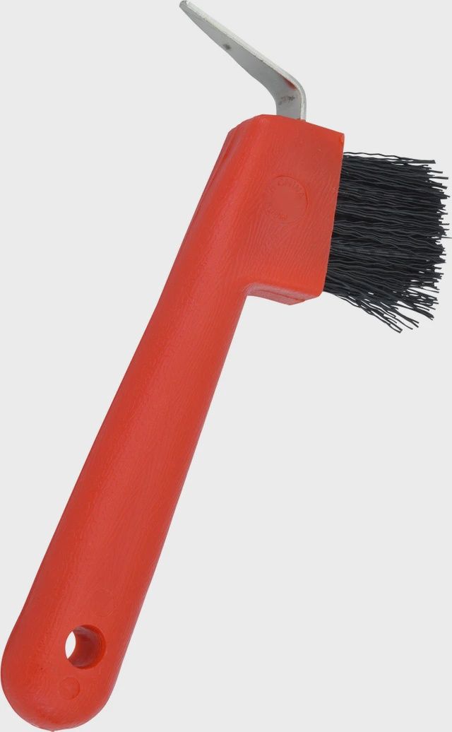 Hoof Pick with Brush, color: Red