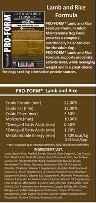 Pro-Form Lamb &amp; Rice Premium Dog Food