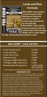 Pro-Form Lamb &amp; Rice Premium Dog Food