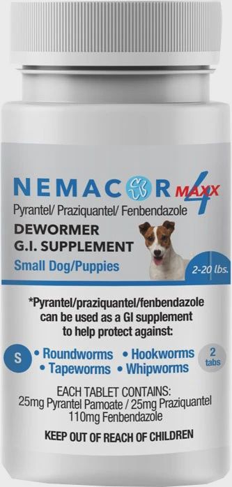 Nemacor Maxx 4 Dewormer Tablets For Dogs, Size: 2-20lbs
