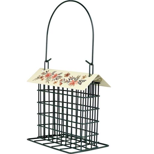 Decorative Metal Suet Cage Bird Feeder with Roof