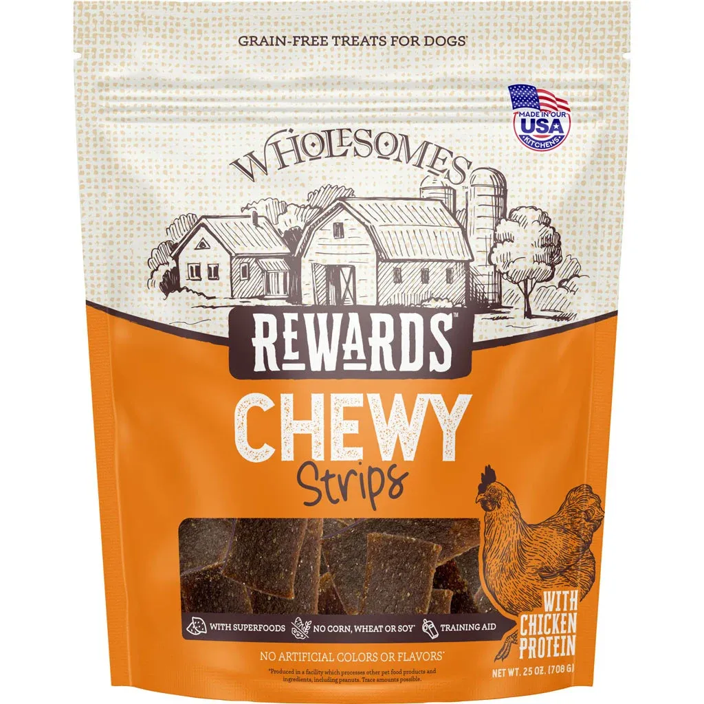 Wholesomes Rewards Chewy Strips Chicken, Size: 25oz