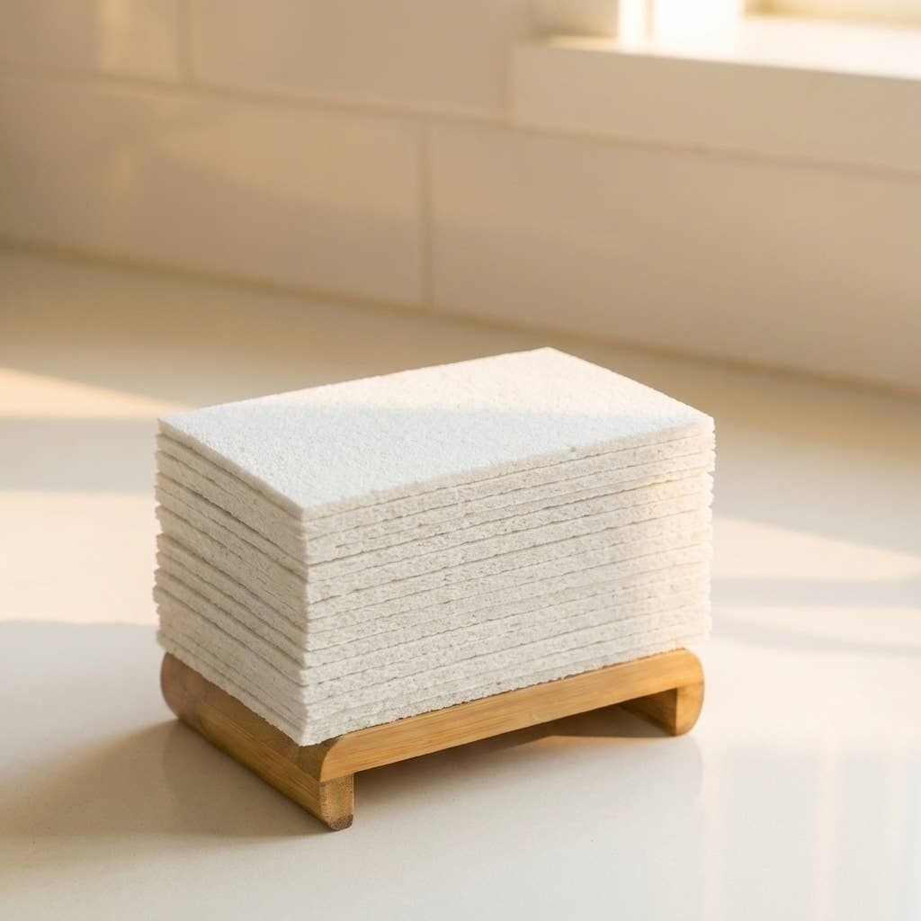 Compostable Cellulose Kitchen Sponge, color: White