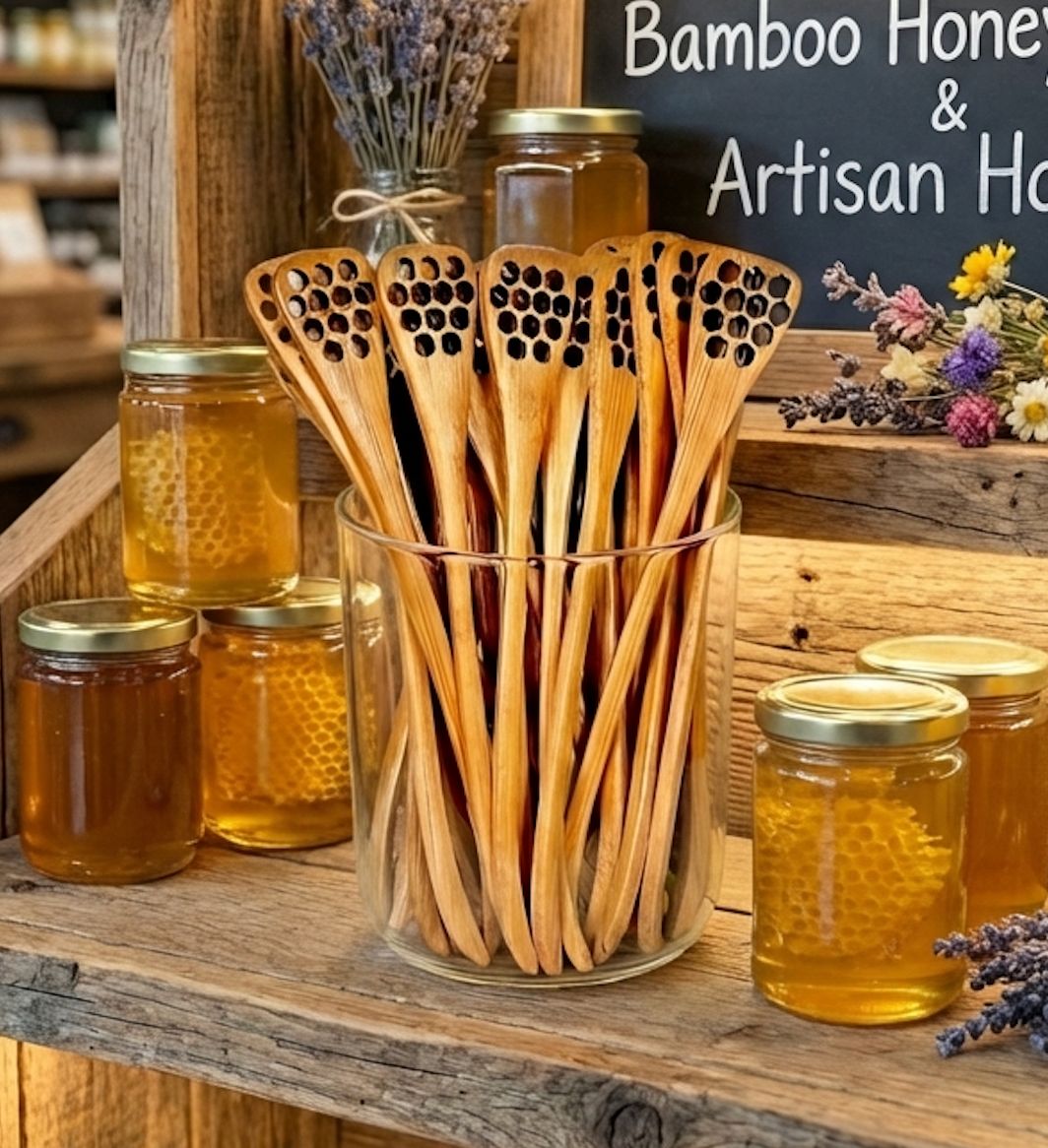 Bamboo Honey Dipper Spoon, Style: Original