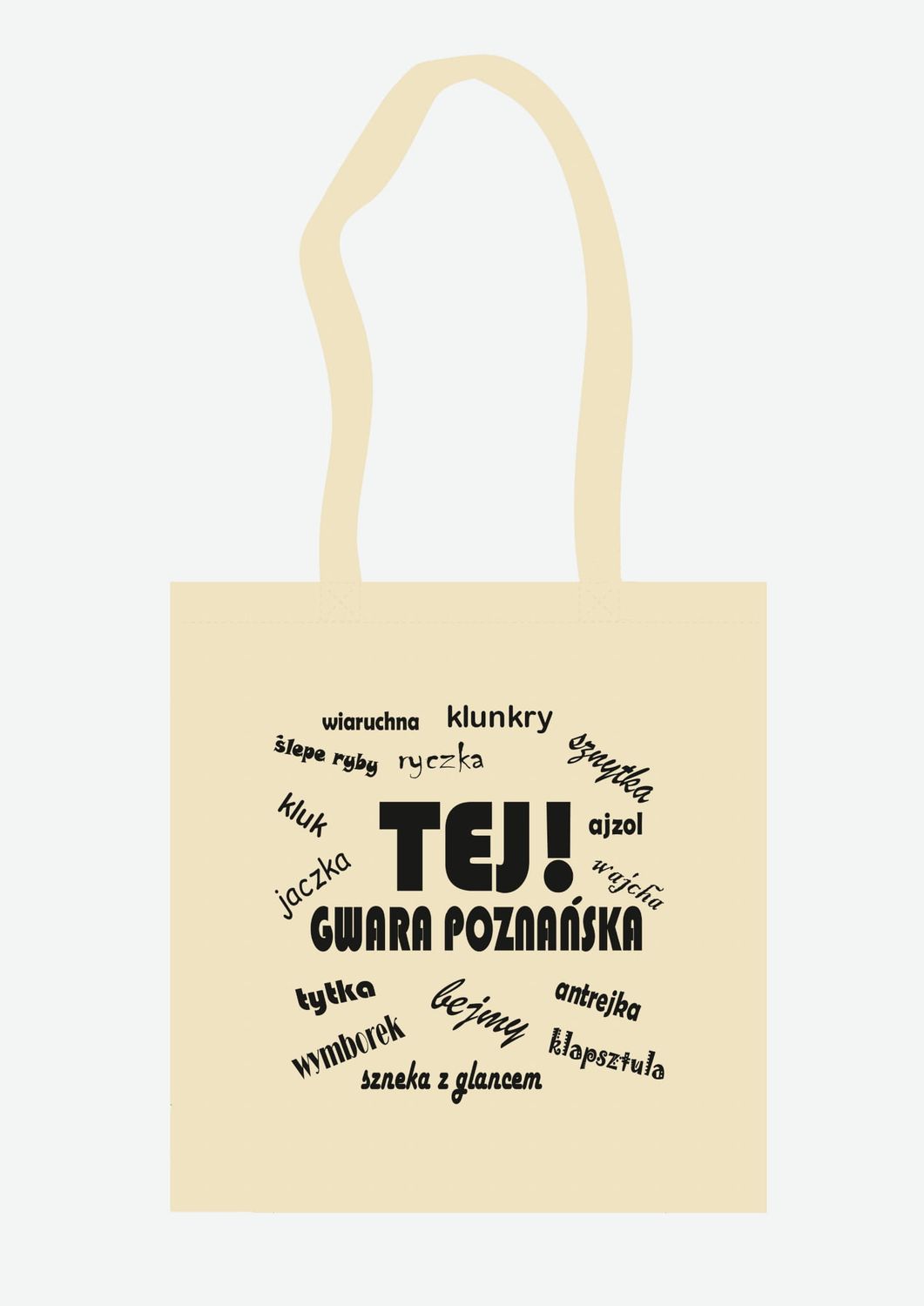 Torba z nadrukiem TEJ, GWARA POZNAŃSKA kolor naturalny (nośnik słownictwa gwary poznańskiej)