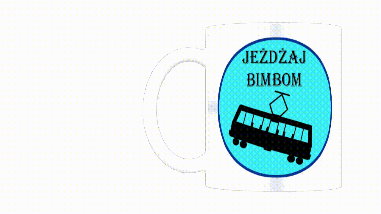 Kubek z nadrukiem - JEŻDŻAJ BIMBOM! (nośnik słownictwa gwary poznańskiej)