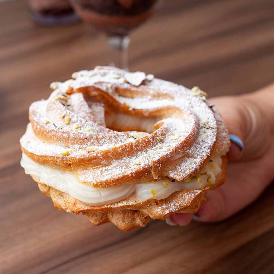 ​Choux Pastry Ring Filled with Whipped Cream and Sugar