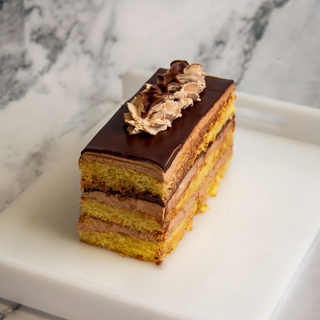 Vanilla and chocolate slice