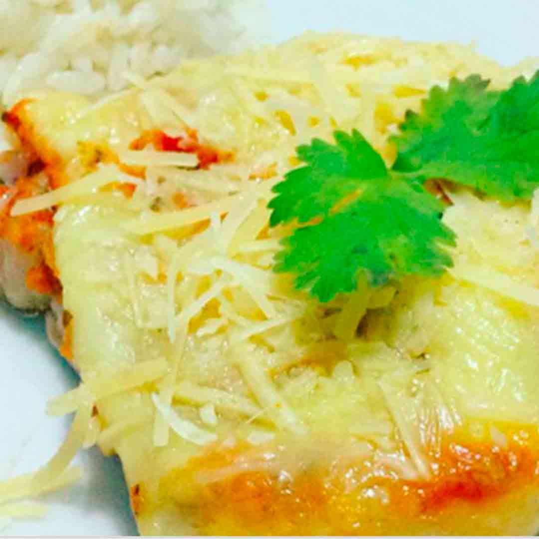 Pork Steak Baked with Ham and Cheese