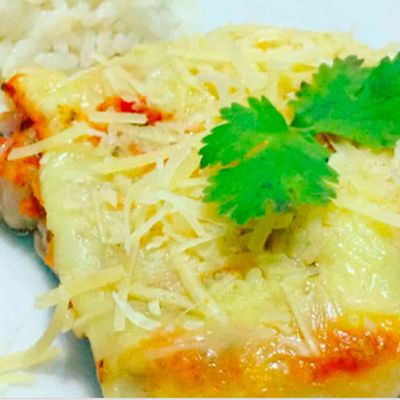 Pork Steak Baked with Ham and Cheese