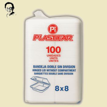 Hinged disposable containers 8x8