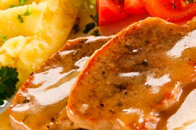 Boneless loin in onion sauce