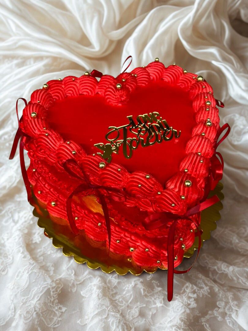 Corazon Rojo de Nata y Fresas Naturales