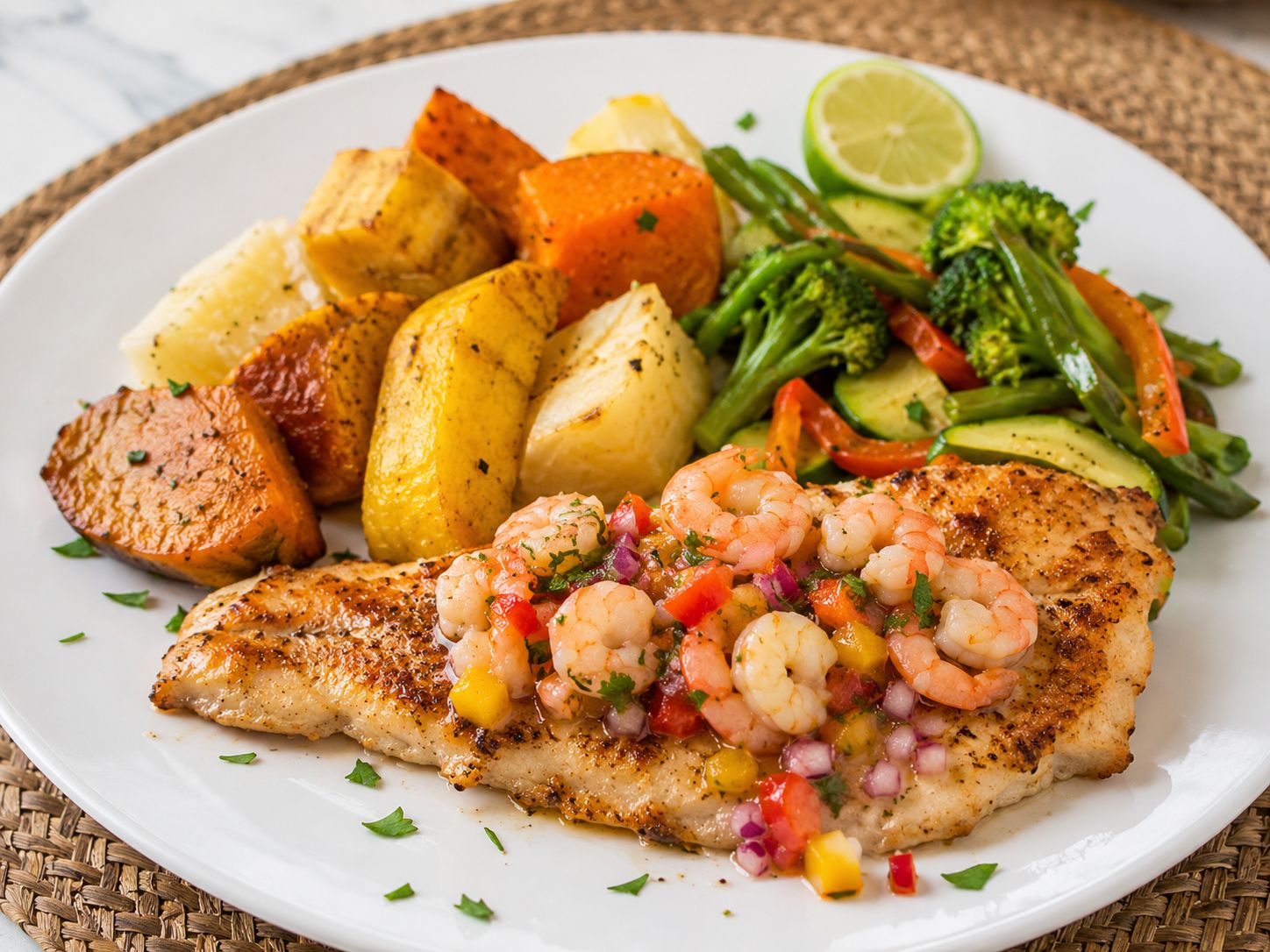 Filete de Pargo con Vinagreta de Camarones