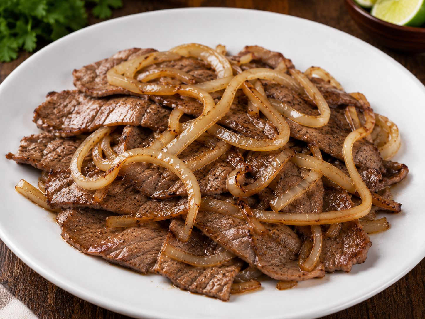 Bistec de Res Encebollado