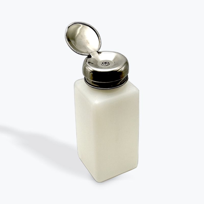 Plastic bottle with metal pump