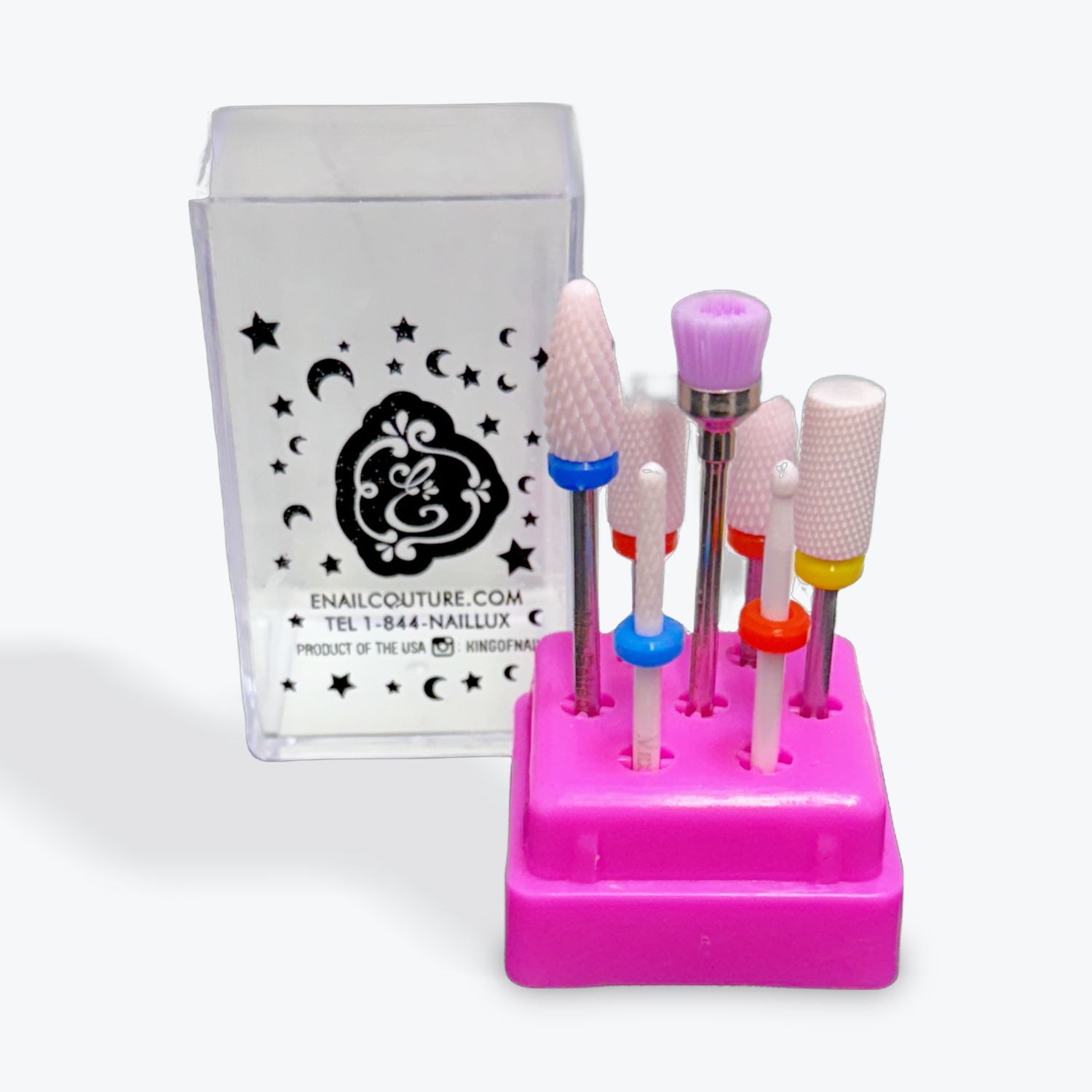 Pink diamond nail drill bit set