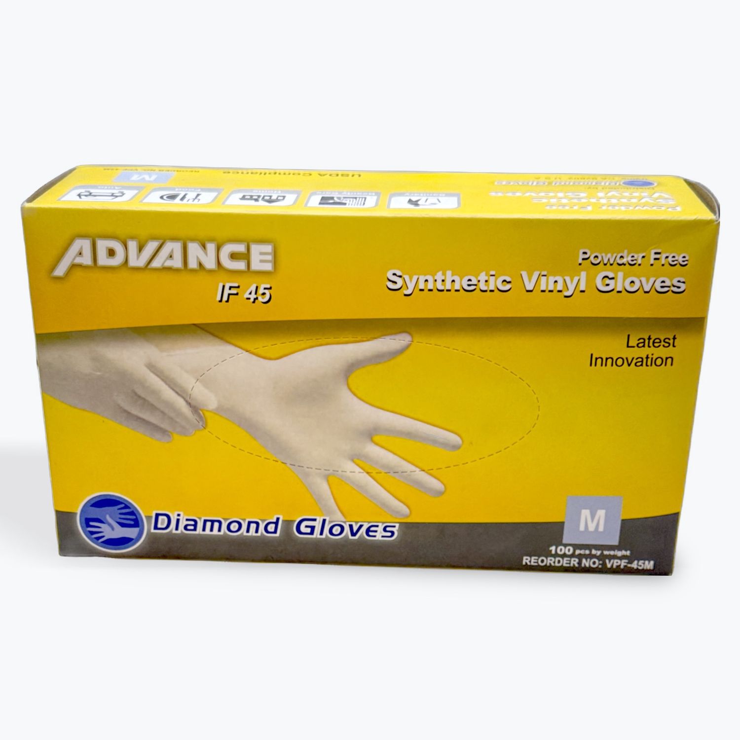 Synthetic vinyl gloves powder free, Variation Name: medium