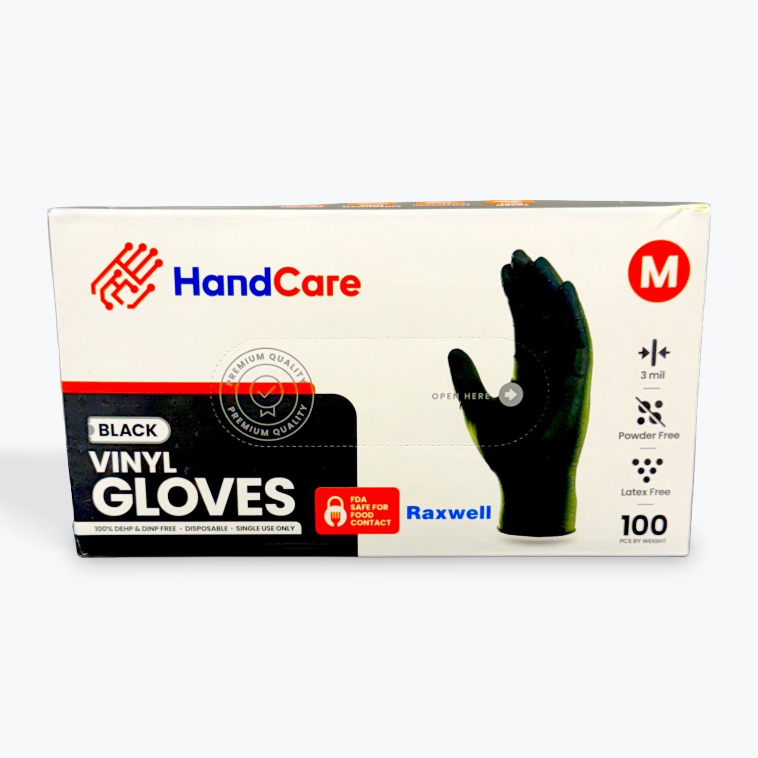 HandCare Black Vinyl Gloves Medium