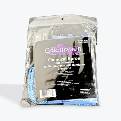 Colouration chemical apron blue iridescent